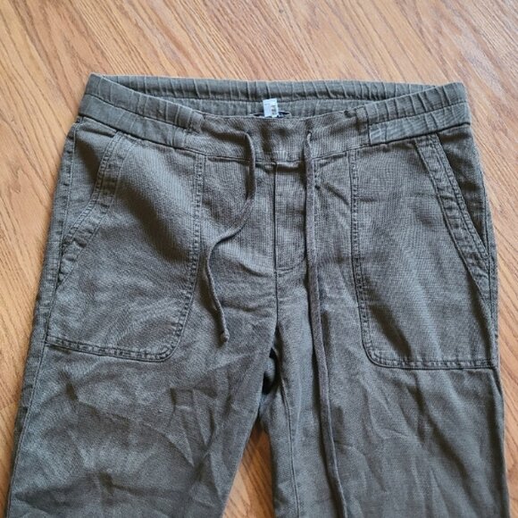 STANDARD JAMES PERSE MIXED MEDIA WOMEN'S LINEN-COTTON PANTS ELASTIC WAIST sz 2 - Picture 3 of 7